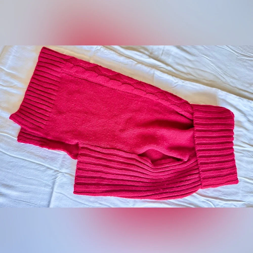 Red Cable Knit Dog Sweater w Turtleneck